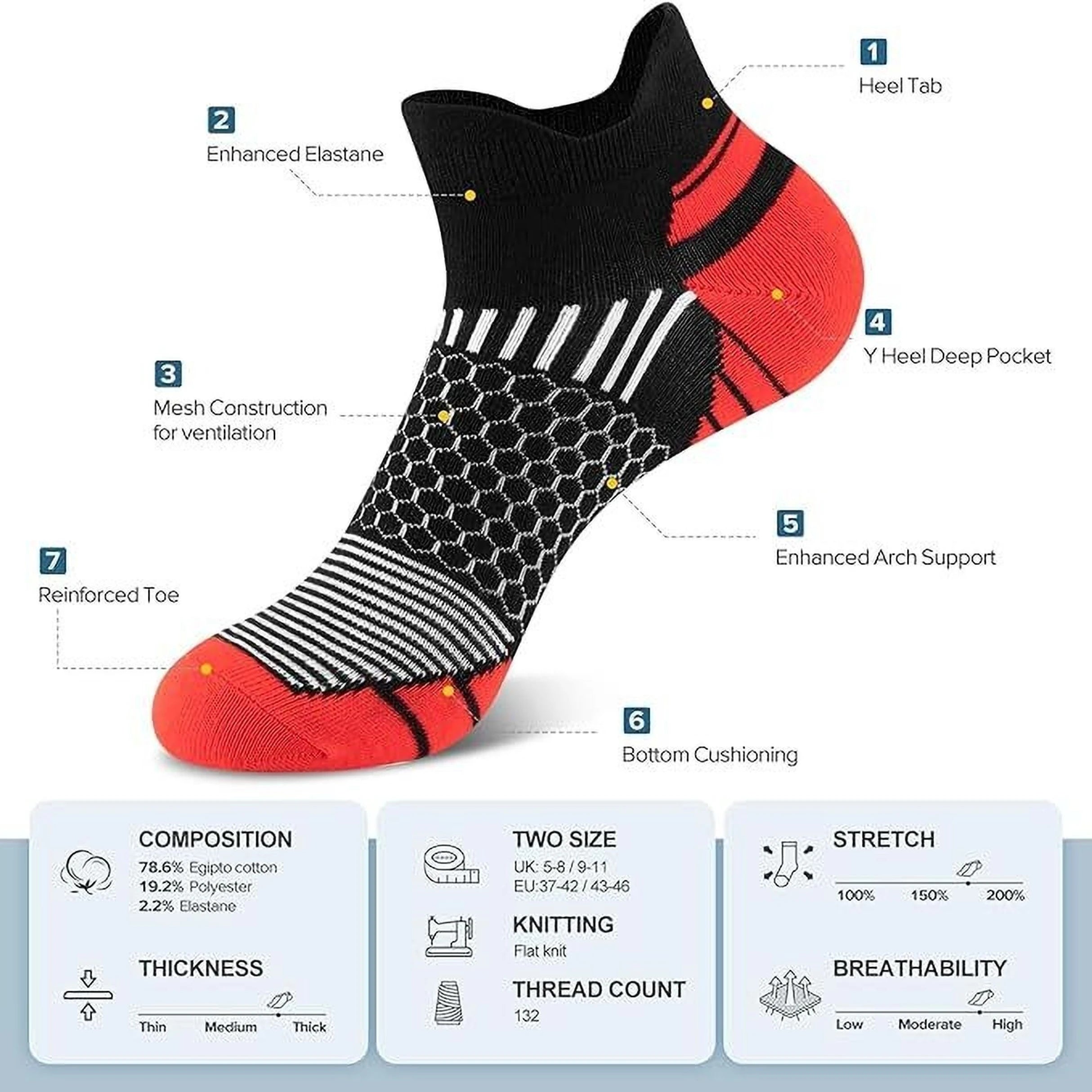 Velocity Sports Socks (Pack of 6)