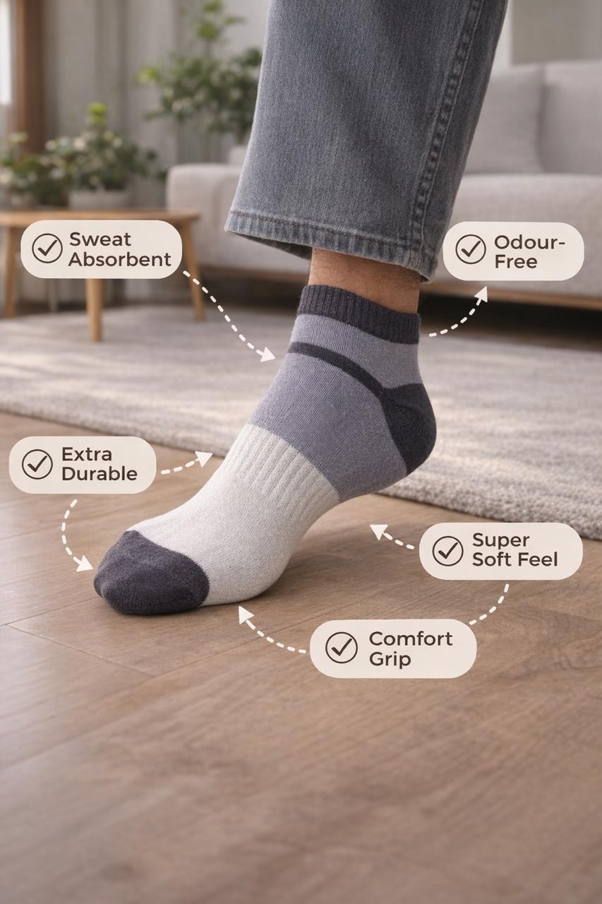 Multicolour Unisex Ankle length Socks (Pack of 5)